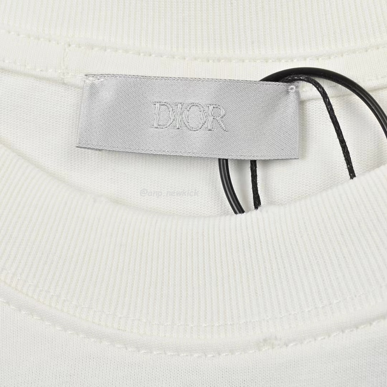 Dior Wide Body Bamboo Pure Cotton Plain Weave Fabric T Shirt White Navy (7) - www.newkick.vip